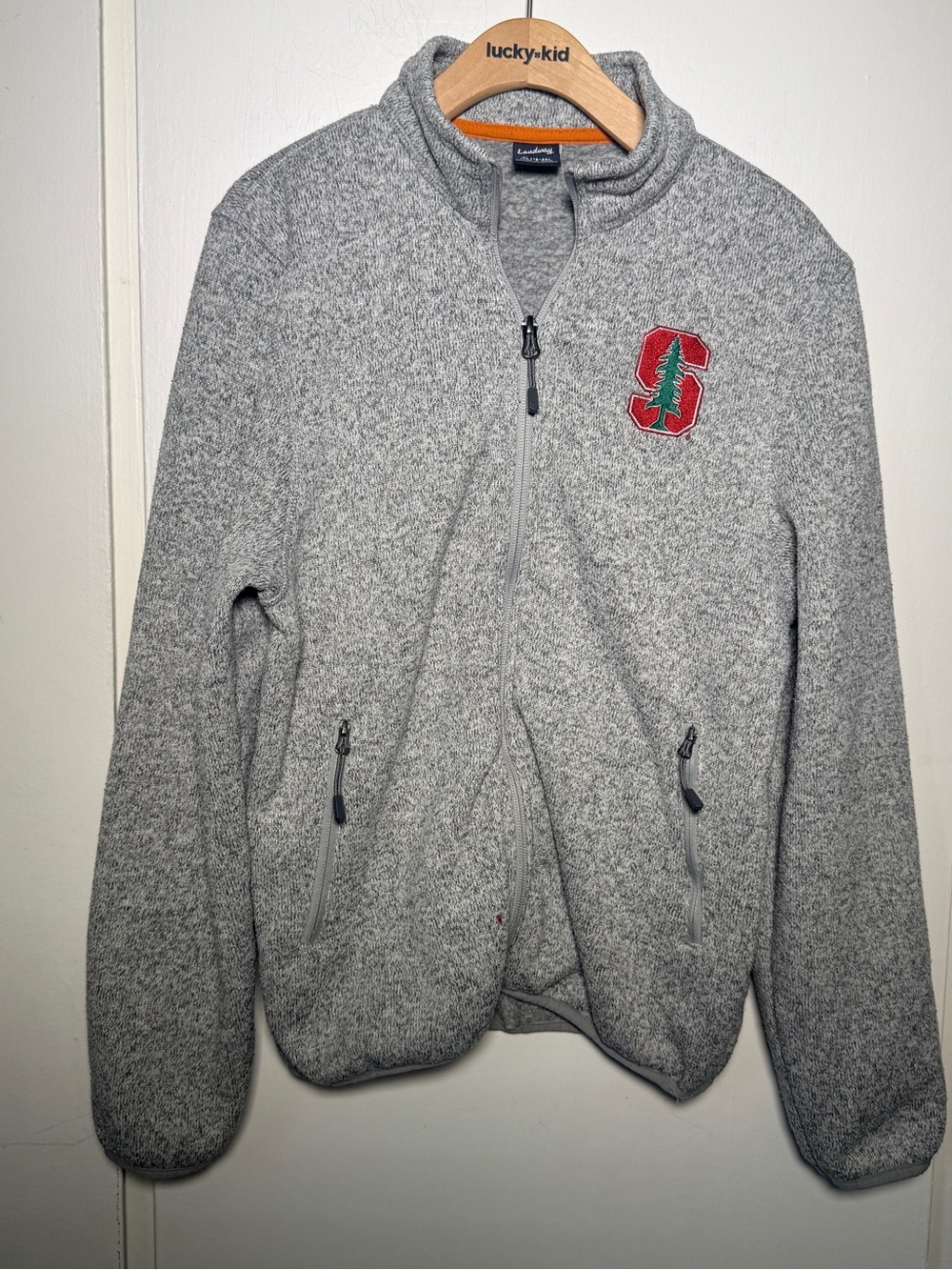 Stanford Kids Gray Full-Zip Fleece Jacket XL by Landway